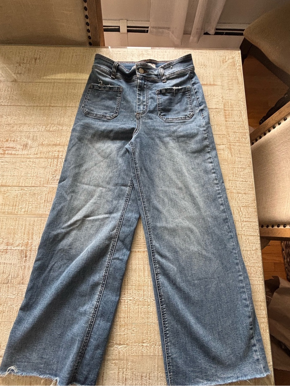 Oat New York Light Blue High-Rise Wide Leg Jeans